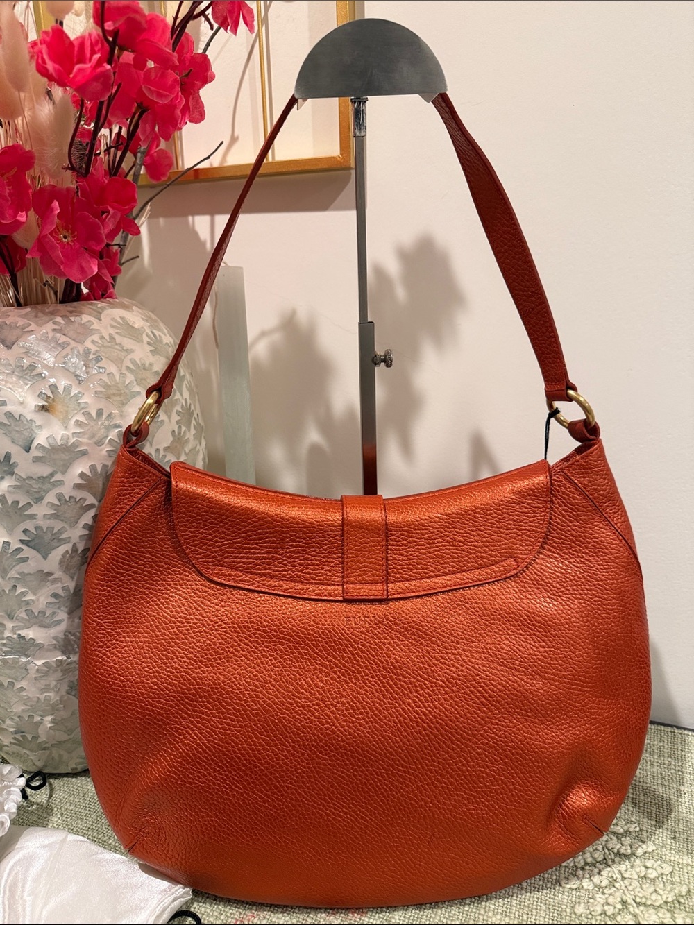 Furla Pebbled Leather Shoulder hobo Bag in Burnt Orange / bronze - Picture 5 of 13